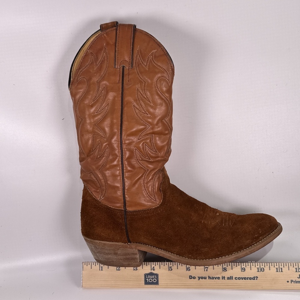 Miller Stockman Brown Leather Western Cowboy Boots Mens 8.5 - Picture 11 of 12